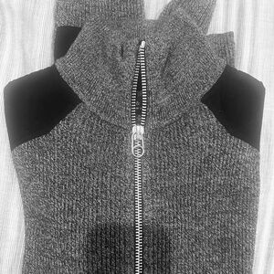 Rag & Bone MENS Gray Full-Zip Sweater with Black Accents - Size M
